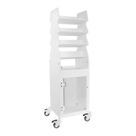 Trippnt White Tall Slanted Suture Cart with Bulk Storage Area, Clear Acrylic Door 50252